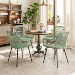 Outsunny Garden Chairs Set Of 4, Garden Dining Chairs With Armrests, Green - thumbnail 9