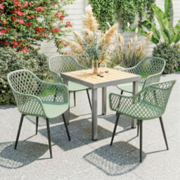 Outsunny Garden Chairs Set Of 4, Garden Dining Chairs With Armrests, Green