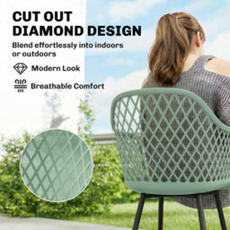Outsunny Garden Chairs Set Of 4, Garden Dining Chairs With Armrests, Green - thumbnail 5