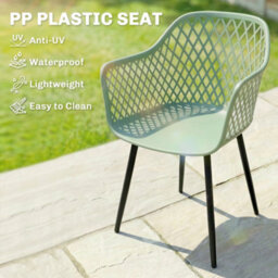 Outsunny Garden Chairs Set Of 4, Garden Dining Chairs With Armrests, Green - thumbnail 4