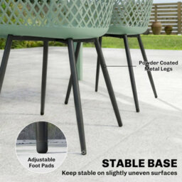 Outsunny Garden Chairs Set Of 4, Garden Dining Chairs With Armrests, Green - thumbnail 7