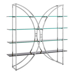 Orsina Curved Design Shelf Unit With Black Glass Shelves,versatile Display Unit, Storage Unit,decorative Shelf - thumbnail 4