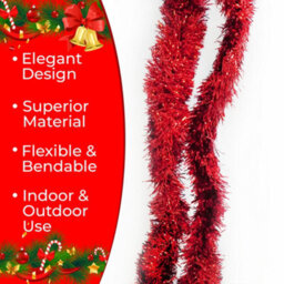 Neel Blue Red Metallic Shiny Christmas Tinsel Garland For Xmas Tree & Home Decorations, 2M X 9Cm - thumbnail 3