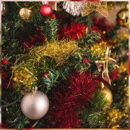 Neel Blue Red Metallic Shiny Christmas Tinsel Garland For Xmas Tree & Home Decorations, 2M X 9Cm - thumbnail 7