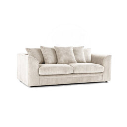 Furnishings For Less UK Luxor Jumbo Cord 3 + 1 + 1 Fabric 3 Piece Sofa Suite - Scatter Back Cream - thumbnail 2