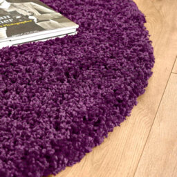 Bravich Purple Shaggy Rug 120Cm Circle (4') - thumbnail 4