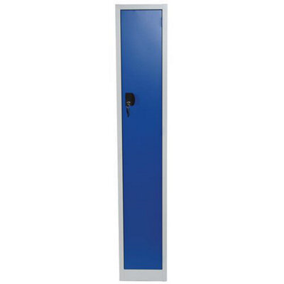 Manutan Expert Tall Metal Storage Locker - -Blue Door - Hat Shelf & 2 Hooks - 1800X315X500mm