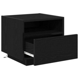 Berkfield Bedside Cabinets With Led Lights 2 Pcs Black Oak 40X39X37 Cm - thumbnail 7