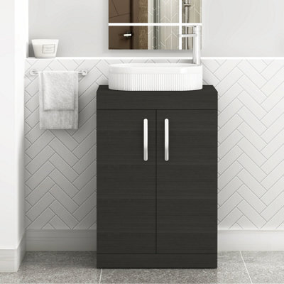 Royal Bathrooms Turin 500mm Freestanding Bathroom Vanity Unit With Sink 2 Door Hale Black & Lyon Countertop Basin - image 1