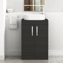 Royal Bathrooms Turin 500mm Freestanding Bathroom Vanity Unit With Sink 2 Door Hale Black & Lyon Countertop Basin - thumbnail 1