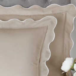 Appletree Scallop Edge 100% Cotton Natural Duvet Cover Set - thumbnail 3