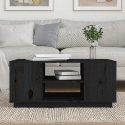 Berkfield Coffee Table Black 90X49X40.5 Cm Solid Wood Pine - thumbnail 3