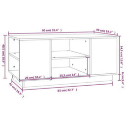 Berkfield Coffee Table Black 90X49X40.5 Cm Solid Wood Pine - thumbnail 8