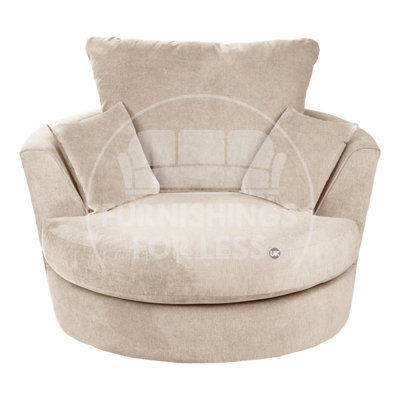 Furnishings For Less UK Casper Soft Chenille Fabric Fabric Swivel Chair 360 Rotation Beige - image 1