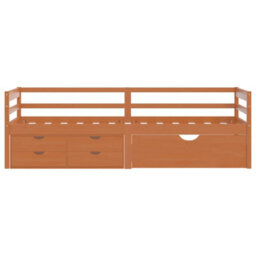 Berkfield Bed Frame With Drawers&cabinet Honey Brown Pinewood 90X200 Cm - thumbnail 4