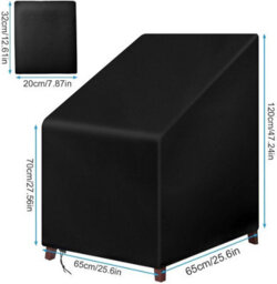 Garden Chair Cover, 65 120Cm Protective Cover For Stackable Outdoor Chairs In Oxford Fabric, Black - thumbnail 2