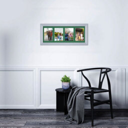 AK Frames 50X20Cm Silver Classic Multi Photo Frame With Emerald Mount - Holds 4 Apertures (4X) 6X4 Photos - thumbnail 3