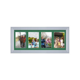 AK Frames 50X20Cm Silver Classic Multi Photo Frame With Emerald Mount - Holds 4 Apertures (4X) 6X4 Photos - thumbnail 1