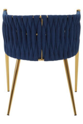 Orsina Blue Dining Chair With Woven Back, Dining Room Chair With Braided Pattern, Curved Back Restaurant Chair - thumbnail 4
