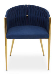 Orsina Blue Dining Chair With Woven Back, Dining Room Chair With Braided Pattern, Curved Back Restaurant Chair - thumbnail 7