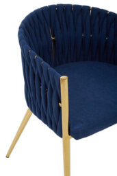 Orsina Blue Dining Chair With Woven Back, Dining Room Chair With Braided Pattern, Curved Back Restaurant Chair - thumbnail 5