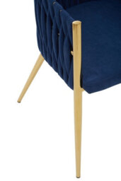 Orsina Blue Dining Chair With Woven Back, Dining Room Chair With Braided Pattern, Curved Back Restaurant Chair - thumbnail 6