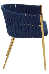 Orsina Blue Dining Chair With Woven Back, Dining Room Chair With Braided Pattern, Curved Back Restaurant Chair - thumbnail 3