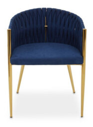 Orsina Blue Dining Chair With Woven Back, Dining Room Chair With Braided Pattern, Curved Back Restaurant Chair