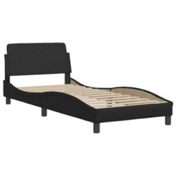 Berkfield Bed Frame Without Mattress Black 90X190 Cm Single Faux Leather - thumbnail 3