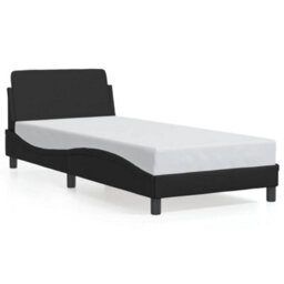 Berkfield Bed Frame Without Mattress Black 90X190 Cm Single Faux Leather - thumbnail 2