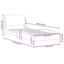 Berkfield Bed Frame Without Mattress Black 90X190 Cm Single Faux Leather - thumbnail 9