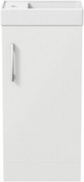 Affine White Gloss Cloakroom 400mm Vanity Unit Mixer Tap Basin Sink Waste Modern - thumbnail 7