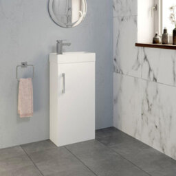 Affine White Gloss Cloakroom 400mm Vanity Unit Mixer Tap Basin Sink Waste Modern - thumbnail 2