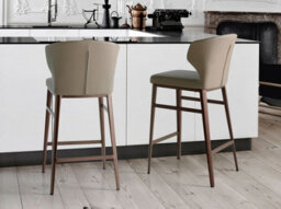 Angel Cerda Modern Dark Mink Leatherette Stool With Steel Legs - thumbnail 2
