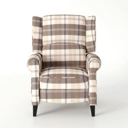 SquareBoxx Windsor Wingback Signature Linen Tweed Pushback Recliner Armchair - Beige / Cream - thumbnail 2