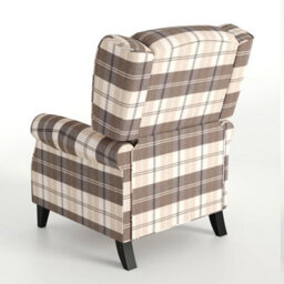 SquareBoxx Windsor Wingback Signature Linen Tweed Pushback Recliner Armchair - Beige / Cream - thumbnail 3