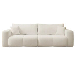 Sofa Bed With Storage Modern Velour Upholstery, Stylish And Functional By Furyn Cream - thumbnail 2