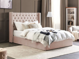 Beliani Ottoman Bed Velvet Lubbon 160 X 200 Cm (Eu King Size) Pastel Pink - thumbnail 2