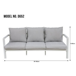 Loops Premium 5 Seater Garden Coffee Table Set - White Aluminium Sofa & Grey Cushions - thumbnail 5