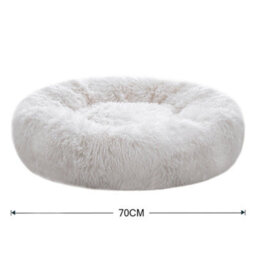 Living And Home White Calming Round Donut Plush Dog Cuddler Bed 70Cm Dia X 20Cm H - thumbnail 5