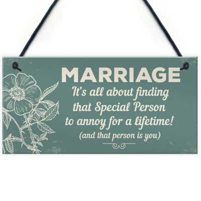 Red Ocean Marriage Annoy For A Lifetime Funny Novelty Hanging Plaque Friendship Sign Mum Dad Birthday Gift - image 1