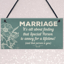 Red Ocean Marriage Annoy For A Lifetime Funny Novelty Hanging Plaque Friendship Sign Mum Dad Birthday Gift - thumbnail 3