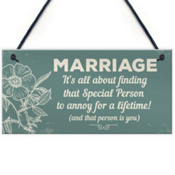 Red Ocean Marriage Annoy For A Lifetime Funny Novelty Hanging Plaque Friendship Sign Mum Dad Birthday Gift