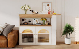 Btm White Extendable Kitchen Island Table 138 To 193X39X105Cm With Storage Swivel And Adjustable Led Light - thumbnail 9