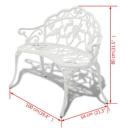 Berkfield Garden Bench 100 Cm Cast Aluminium White - thumbnail 4
