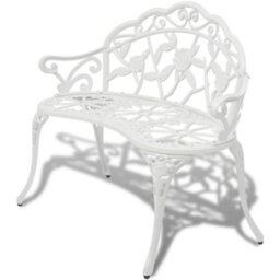 Berkfield Garden Bench 100 Cm Cast Aluminium White - thumbnail 1