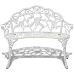 Berkfield Garden Bench 100 Cm Cast Aluminium White - thumbnail 2