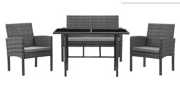 Evre 4 Seat Porto Rattan Furniture Set 4 Piece Dining Outdoor Wicker Lounge Sofa Table Grey Cover - Inc Weekend Delivery - thumbnail 2