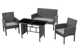 Evre 4 Seat Porto Rattan Furniture Set 4 Piece Dining Outdoor Wicker Lounge Sofa Table Grey Cover - Inc Weekend Delivery - thumbnail 8