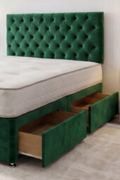 "Knight Sleep Athens Emarald Plush 4Ft Bed Set With Mattress, 2 Drawers Same Side & 24""headboard - Small Double" - thumbnail 2
